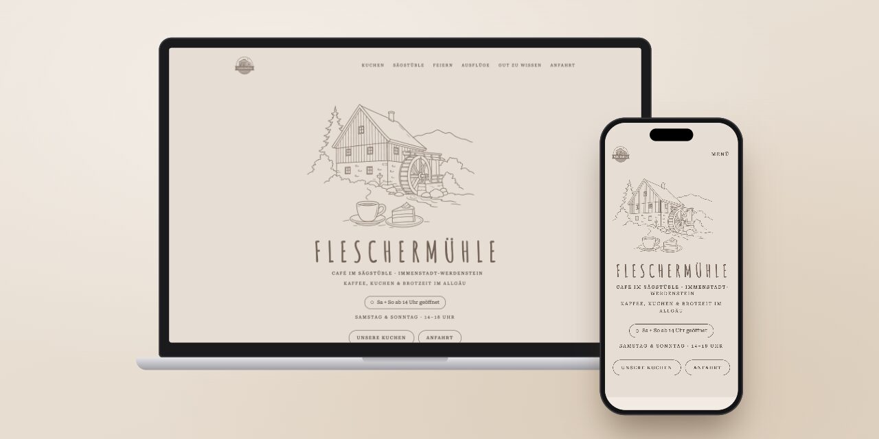 fleschermuehle.de auf Laptop und Smartphone