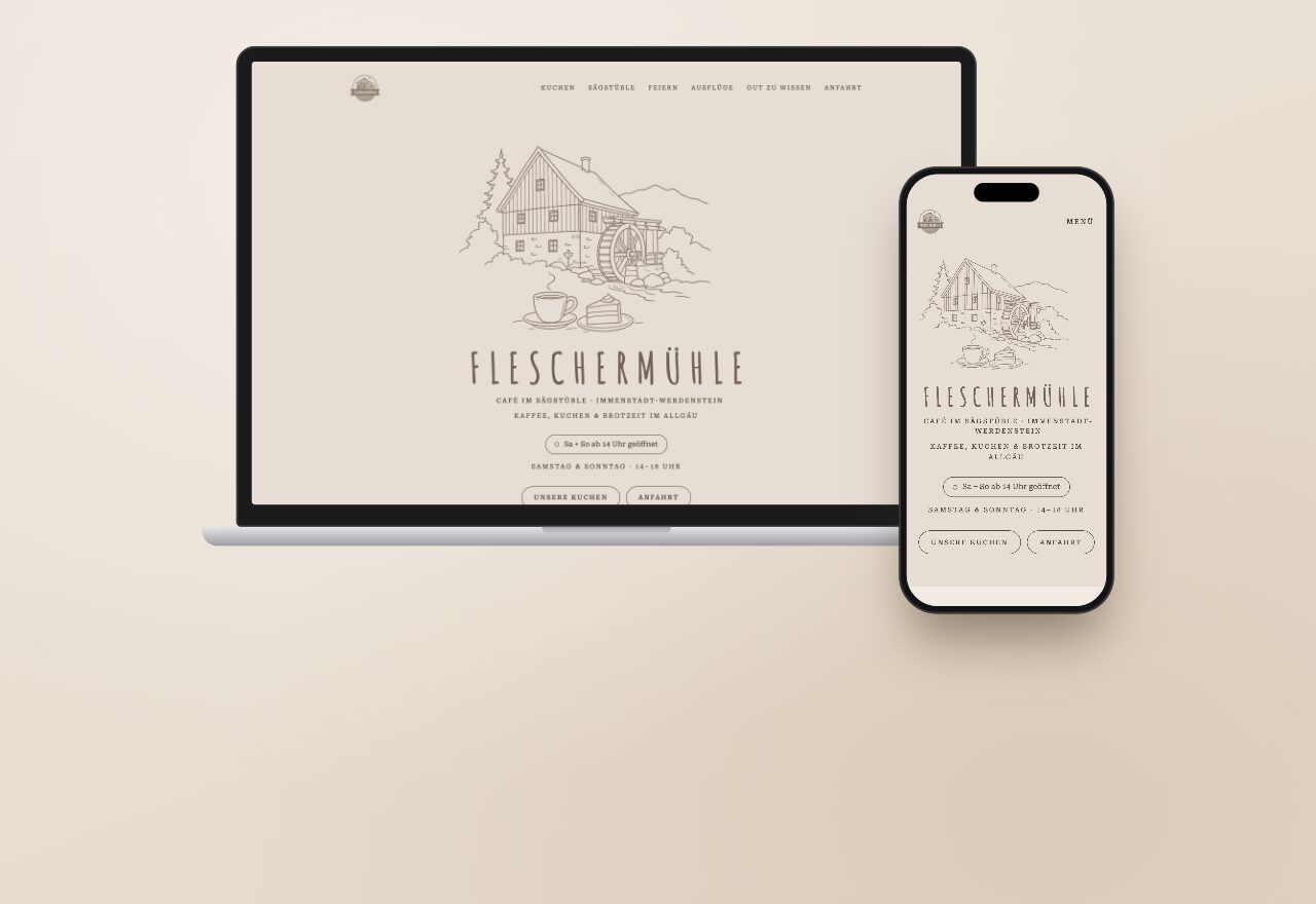 fleschermuehle.de auf Laptop und Smartphone
