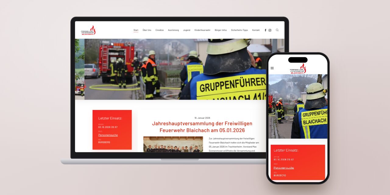 feuerwehr-blaichach.de auf Laptop und Smartphone