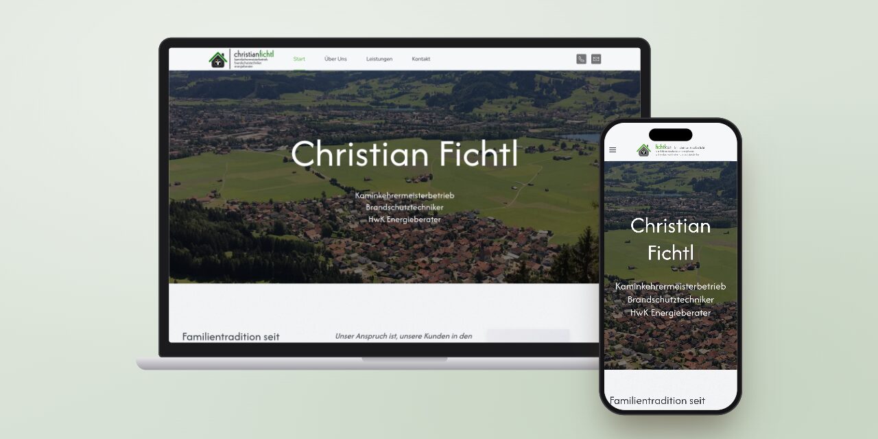 fichtl-kaminkehrer.de auf Laptop und Smartphone