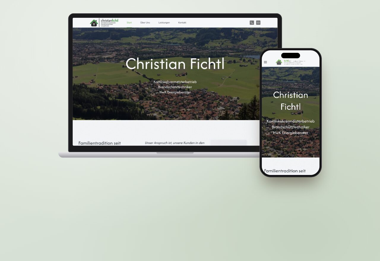 fichtl-kaminkehrer.de auf Laptop und Smartphone