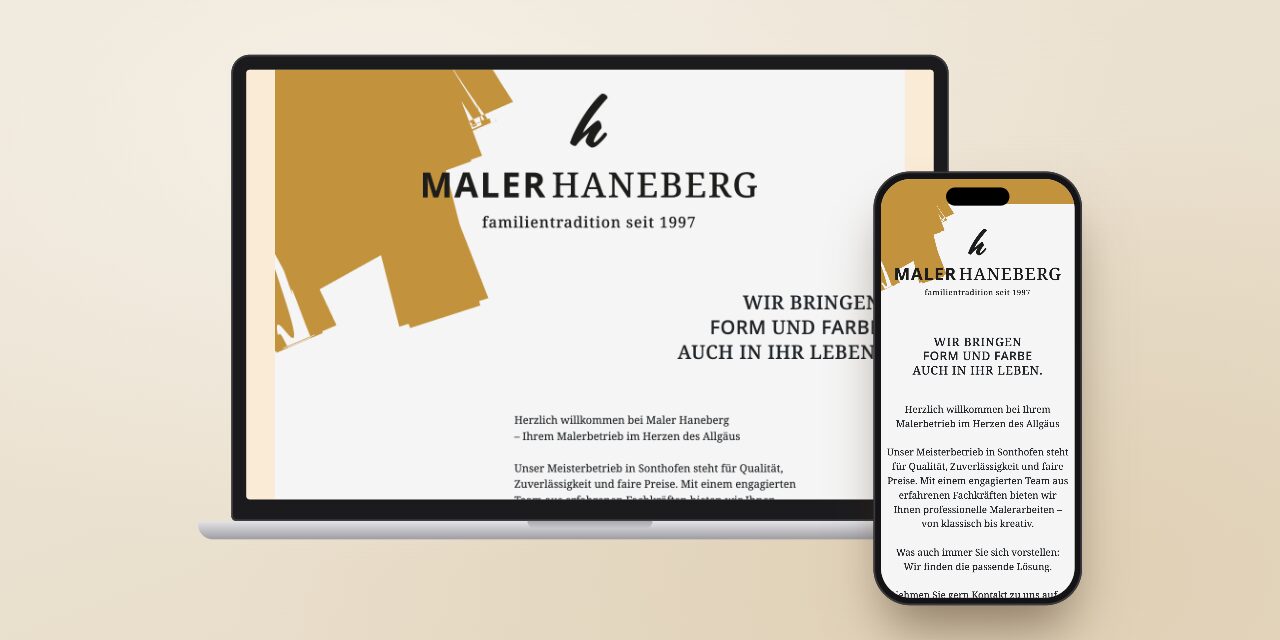 maler-haneberg.de auf Laptop und Smartphone